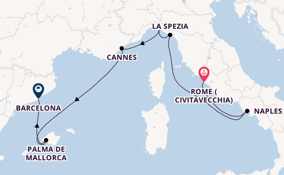 Western Mediterranean from Rome (Civitavecchia), Italy with the Celebrity Equinox