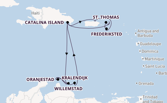 Caribbean vanaf La Romana, Dominicaanse Republiek met de Mein Schiff 1