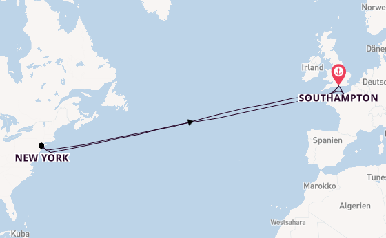 Transatlantik ab Southampton, Großbritannien auf der Queen Mary 2