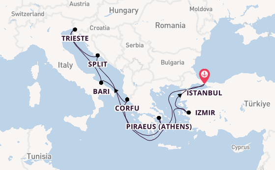 Mediterranean from Istanbul, Turkey with the MSC Splendida