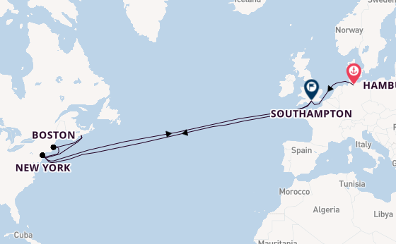 Transatlantic from Hamburg, Germany with the Queen Mary 2