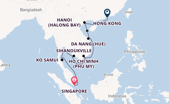 South East Asia from Singapore, Singapore with the Westerdam