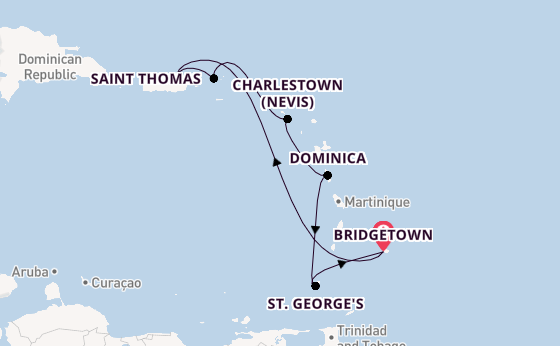Caribbean from Bridgetown, Barbados with the Crown Princess