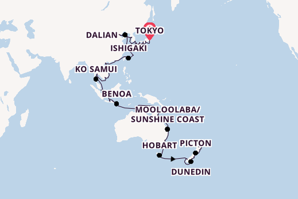 Australia and New Zealand from Tokyo, Japan with the Azamara Pursuit