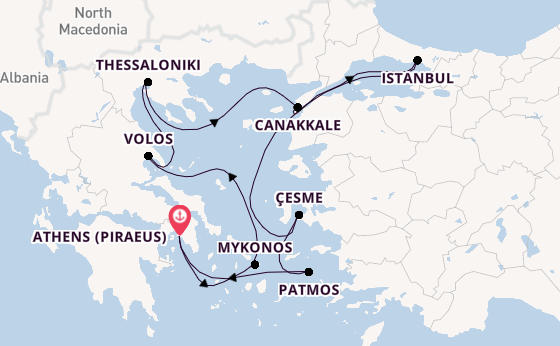 Eastern Mediterranean from Athens (Piraeus), Greece with the Azamara Onward