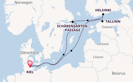 Ostsee ab Kiel, Deutschland auf AIDAperla