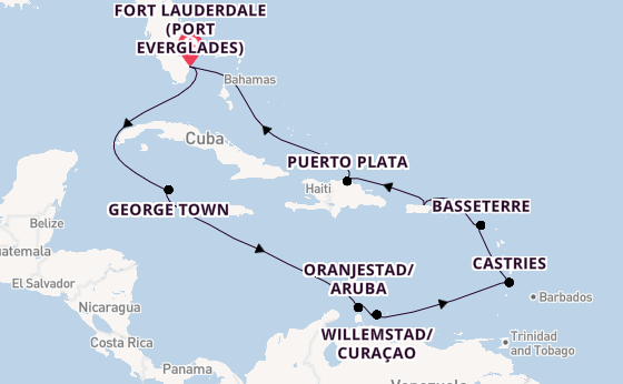 Caribbean from Fort Lauderdale (Port Everglades), Florida, USA with the Celebrity Eclipse