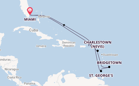 Caribbean from Miami, Florida, USA with the Queen Elizabeth