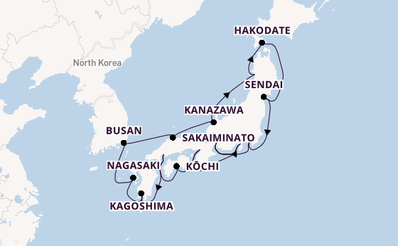 Japan from Yokohama (Tokyo), Japan with the Norwegian Jade
