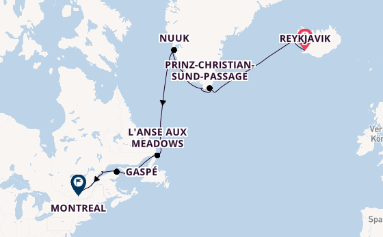 Transatlantik ab Reykjavik, Island auf der Seabourn Quest