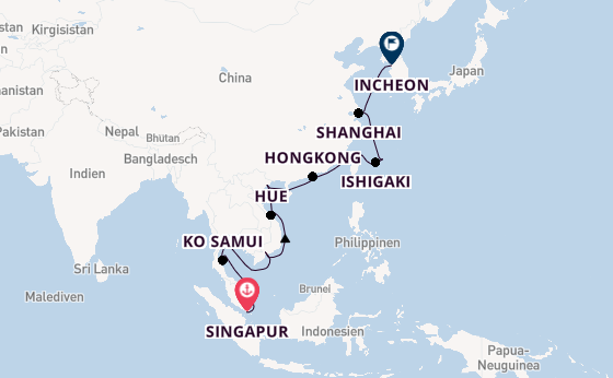 Südostasien ab Singapur, Singapur auf der Seven Seas Splendor