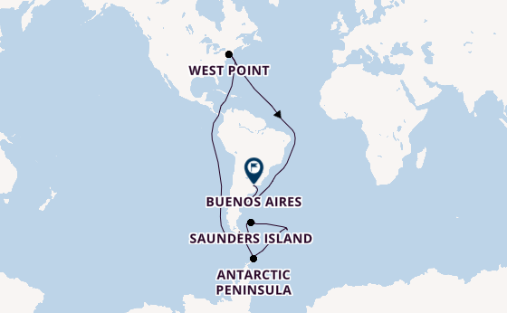 South America from Puerto Williams, Chile with the Silver Wind