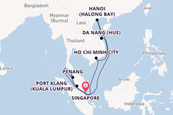 South East Asia from Singapore, Singapore with the Diamond Princess