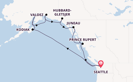 Alaska vanaf Seattle, Verenigde Staten met de Noordam