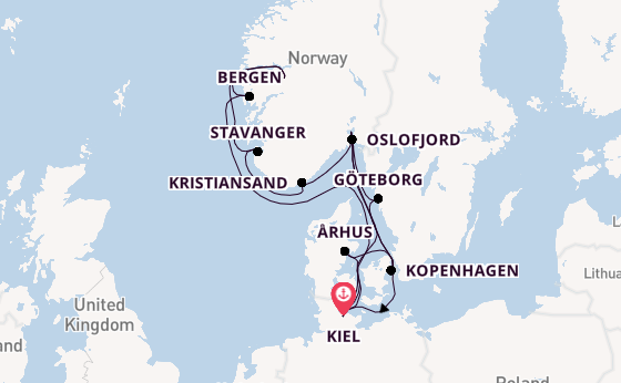 Noorwegen vanaf Kiel, Duitsland met AIDAprima