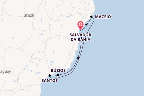 Brazil from Salvador da Bahia, Brazil with the MSC Seaview