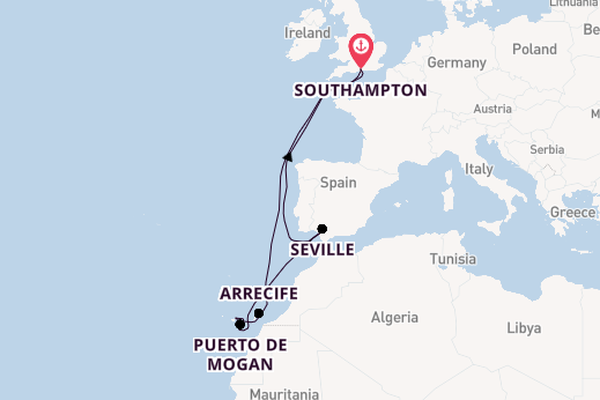 Canary Islands from Southampton, England with the Queen Victoria