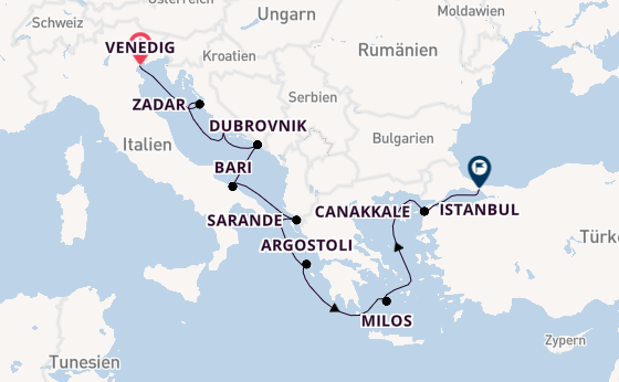 Mittelmeer ab Venedig, Italien auf der Sirena
