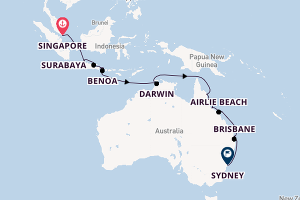 Australia from Singapore, Singapore with the Azamara Pursuit