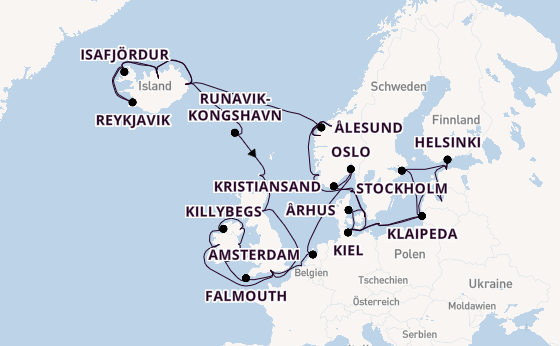 Britische Inseln ab Kopenhagen, Dänemark auf der Caribbean Princess