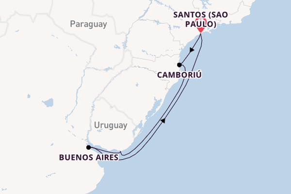 Südamerika ab Santos (Sao Paulo), Brasilien auf der MSC Seaview