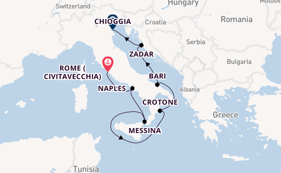 Western Mediterranean from Rome (Civitavecchia), Italy with the Viking Sky