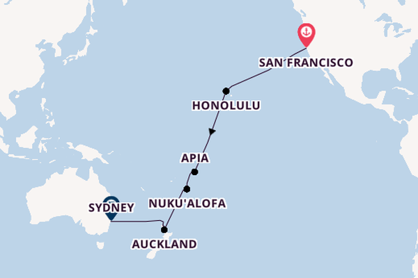 San Francisco to Hawaii, South Pacific, New Zealand & Australia Itinerary