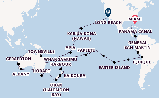 Transpacific from Miami, Florida, USA with the Seabourn Quest