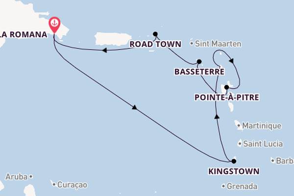 Caribbean vanaf La Romana, Dominicaanse Republiek met de Costa Fascinosa