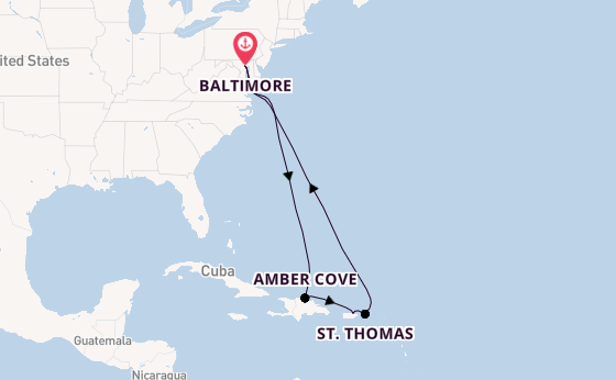 Caribbean from Baltimore, Maryland, USA with the Carnival Miracle