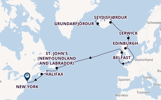 Transatlantik ab Reykjavik, Island auf der Vista