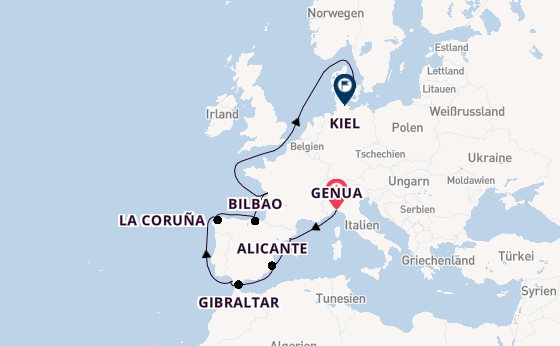 Westliches Mittelmeer ab Genua, Italien auf der MSC Euribia