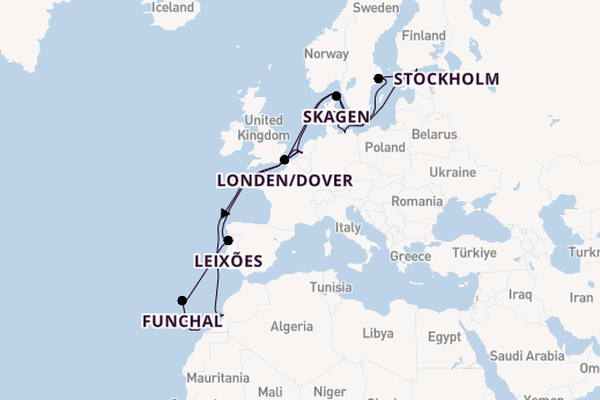 Canarische Eilanden vanaf Rotterdam, Nederland met de Nieuw Statendam