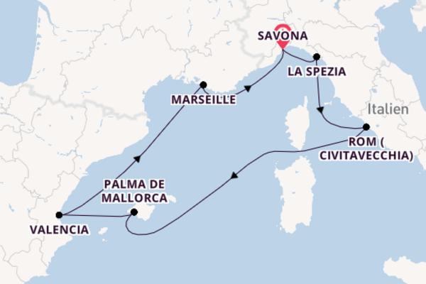 Westliches Mittelmeer ab Savona auf der Costa Pacifica