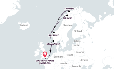 Noorwegen vanaf Southampton (Londen), Engeland met de Queen Victoria