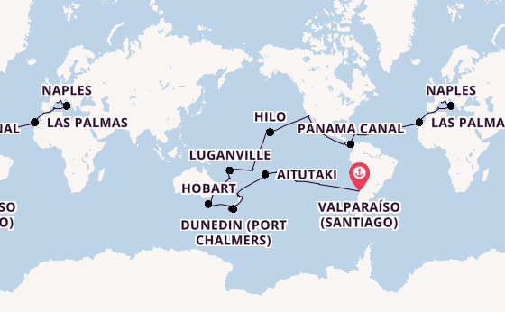 Round-the-World Trip from Valparaíso (Santiago), Chile with the MSC Magnifica