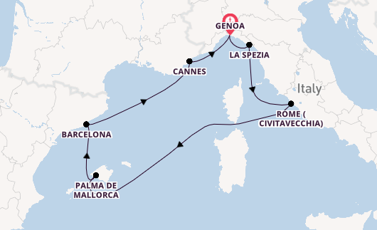 Western Mediterranean from Genoa, Italy with the MSC Grandiosa