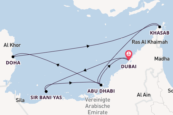 Persischer Golf ab Dubai, Vereinigte Arabische Emirate auf der Celestyal Discovery