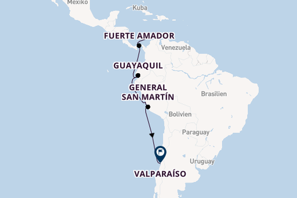 Südamerika ab Oranjestad/Aruba, Ndl. Antillen auf der Seabourn Pursuit