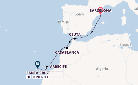 Canarische Eilanden vanaf Barcelona, Spanje met de EXPLORA II