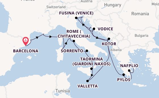 Mediterranean Sea from Barcelona, Spain with the Seabourn Ovation 