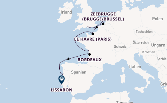Portugal ab Southampton, Großbritannien auf der Seven Seas Voyager