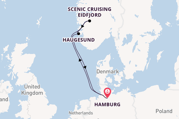 Noorwegen vanaf Hamburg, Duitsland met AIDAluna