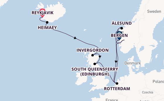 Norway from Reykjavik, Iceland with the Rotterdam