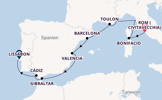 Westliches Mittelmeer ab Civitavecchia (Rom), Italien auf der Marina
