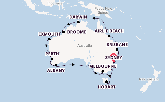 Australië vanaf Sydney, Australië met de Seven Seas Mariner