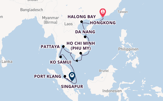 Südostasien ab Hongkong, China auf der Noordam