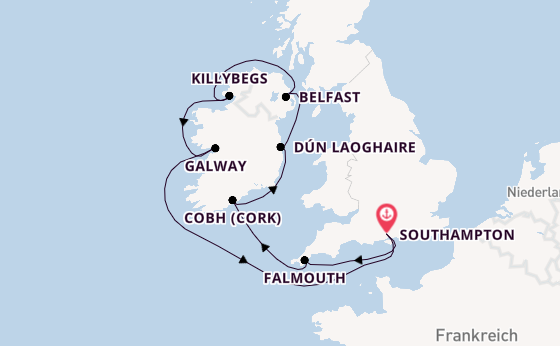 Britische Inseln ab Southampton, Großbritannien auf der Caribbean Princess