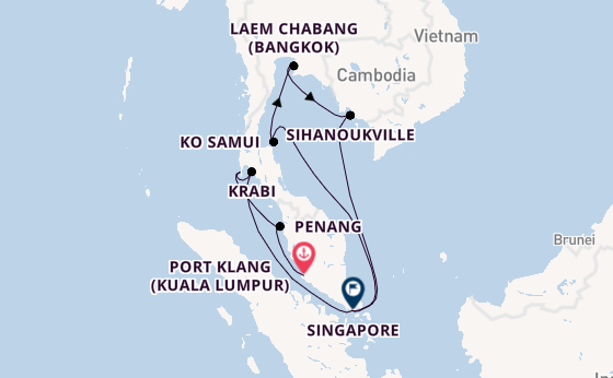Southeast Asia from Port Klang (Kuala Lumpur), Malaysia with the EXPLORA III