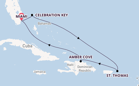 Caribbean from Miami, Florida, USA with the Carnival Celebration